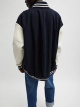 Tibi-Felted Wool Cocoon Varsity Bomber - Navy-Coats-Boboli-Vancouver-Canada