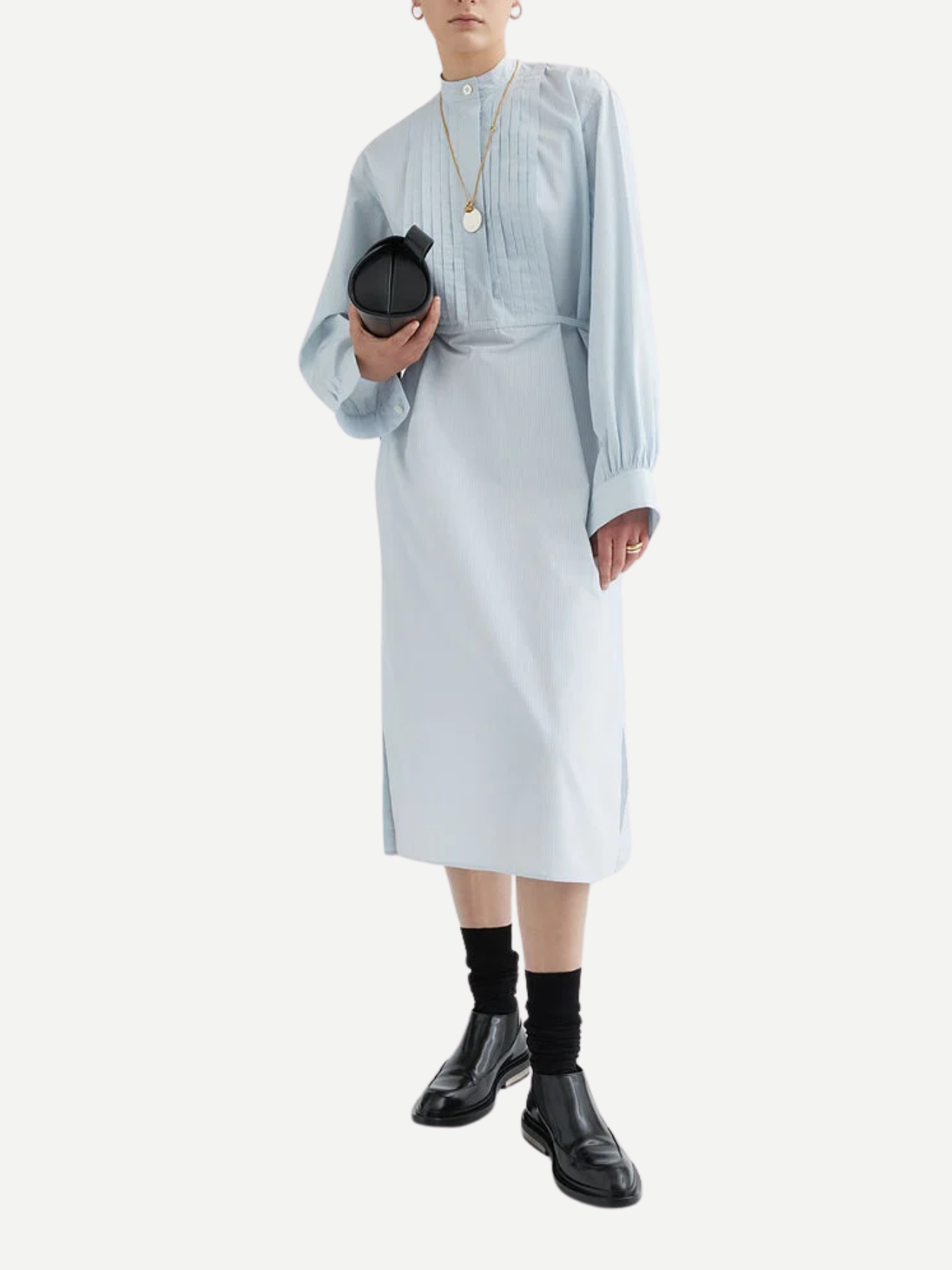 Jil Sander-Cotton Shirting Dress - Blue Fly Catcher-Dresses-Boboli-Vancouver-Canada