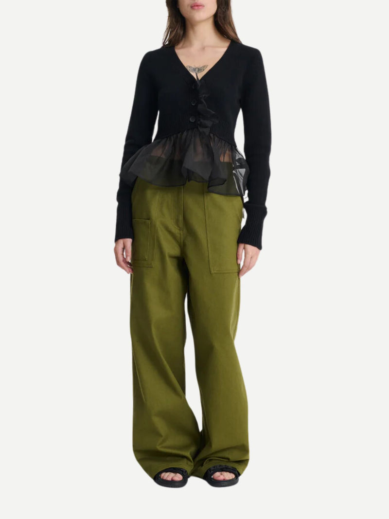 Cecilie Bahnsen-Anita Trousers - Olive Green-Pants-Boboli-Vancouver-Canada