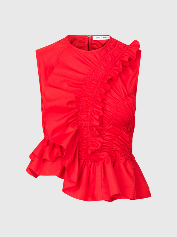 Cecilie Bahnsen-Geo Top - Poppy Red-Tops-UK 08-Boboli-Vancouver-Canada