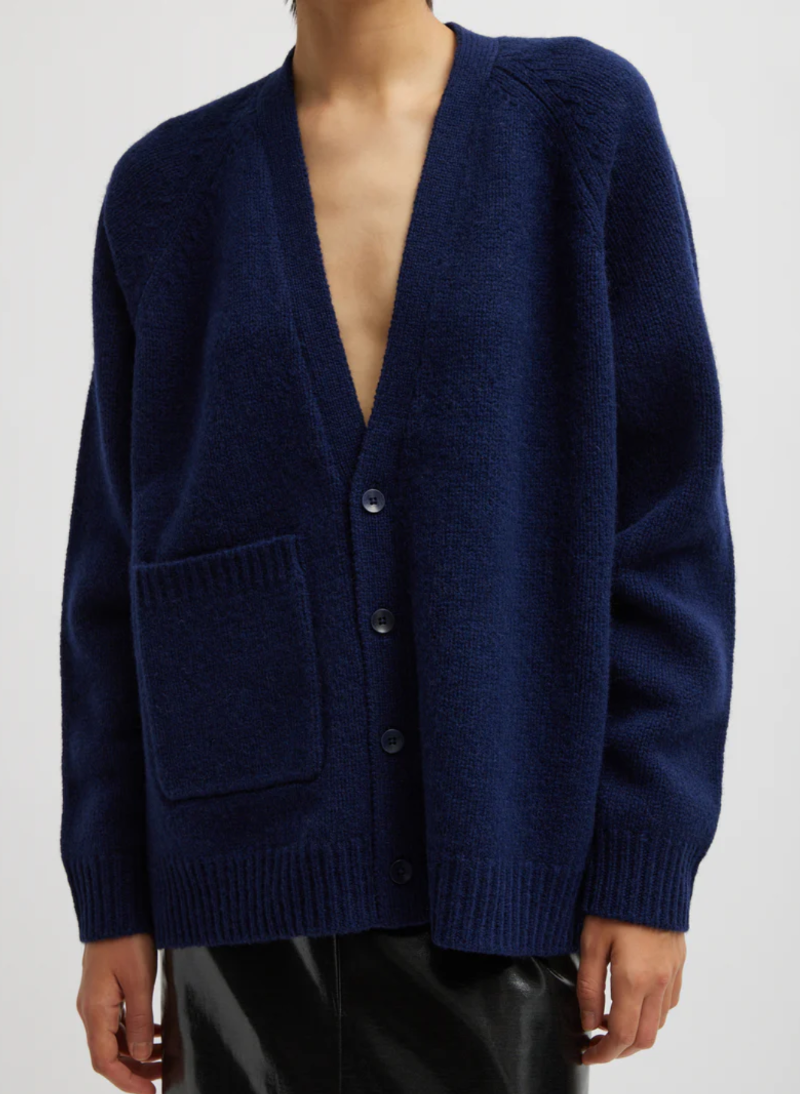 Tibi-Soft Lambswool Half Cardigan - Navy-Cardigans-XXS/XS-Boboli-Vancouver-Canada