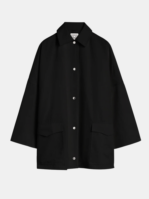 Totême-Cotton Twill Overshirt Jacket - Black-Jackets-XS-Boboli-Vancouver-Canada