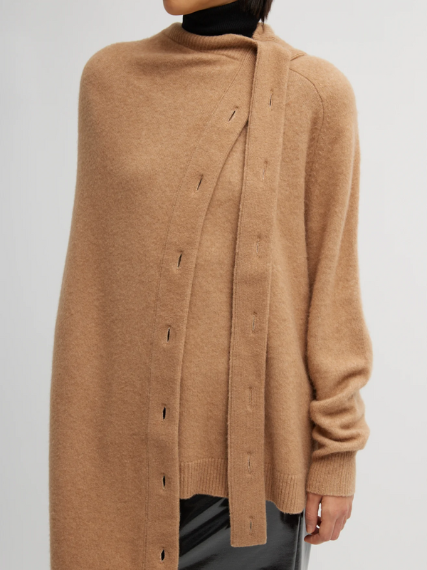 Tibi-Camel Hair Knit Cape - Camel-Tops-One Size-Boboli-Vancouver-Canada