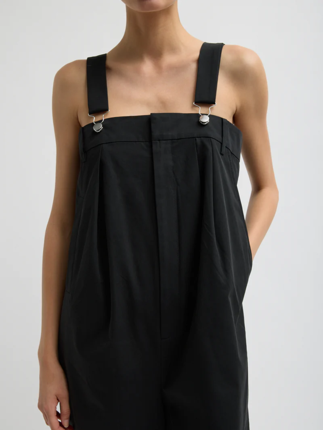 Tibi-Bio Twill Overall Wide Leg Pant - Black-Pants-Boboli-Vancouver-Canada