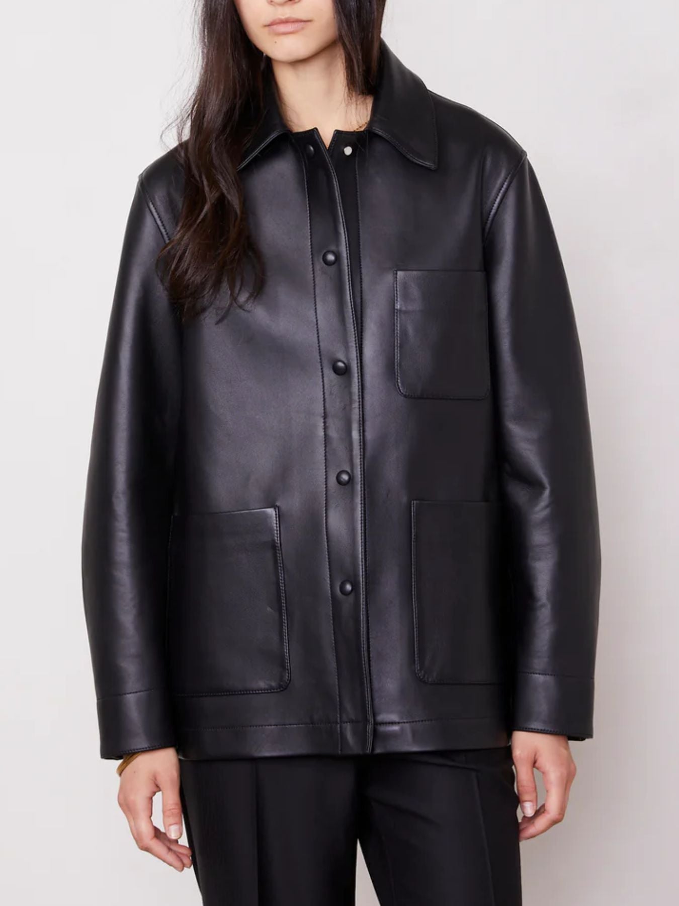 Dalia Lamb Leather Jacket - Black