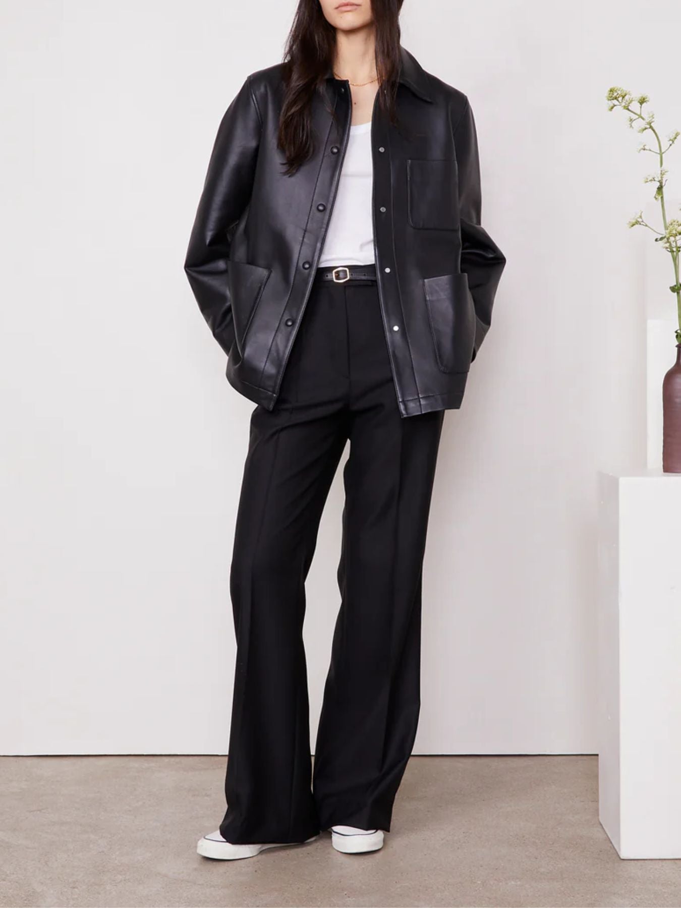 Dalia Lamb Leather Jacket - Black