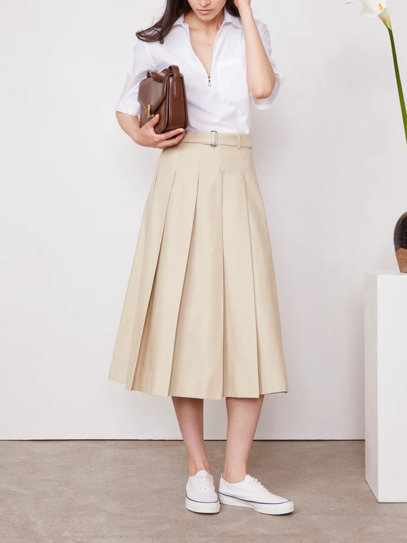 Kenia Cotton Twill Skirt - Sand