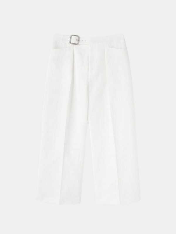 Jil Sander-Cotton Washed Trousers - Optic White-Pants-EU 34-Boboli-Vancouver-Canada