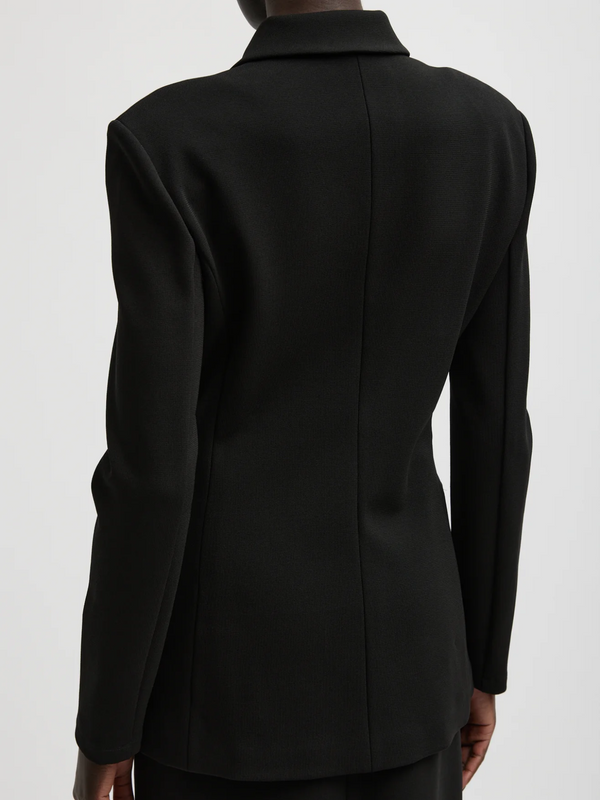 Tibi-Wren Crepe Knit Fitted Blazer - Black-Blazers-Boboli-Vancouver-Canada