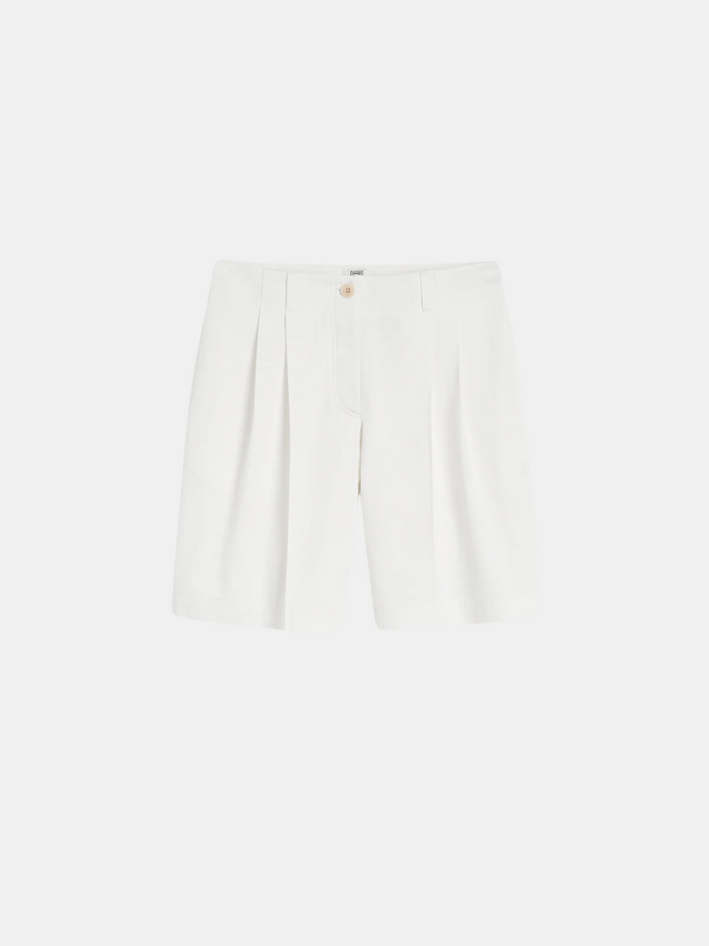 Totême-Relaxed Twill Shorts - White-Pants-EU 34-Boboli-Vancouver-Canada