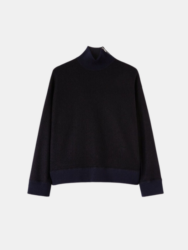 Jil Sander-Textured Wool Jersey Sweater - Midnight-Sweaters-EU 34-Boboli-Vancouver-Canada