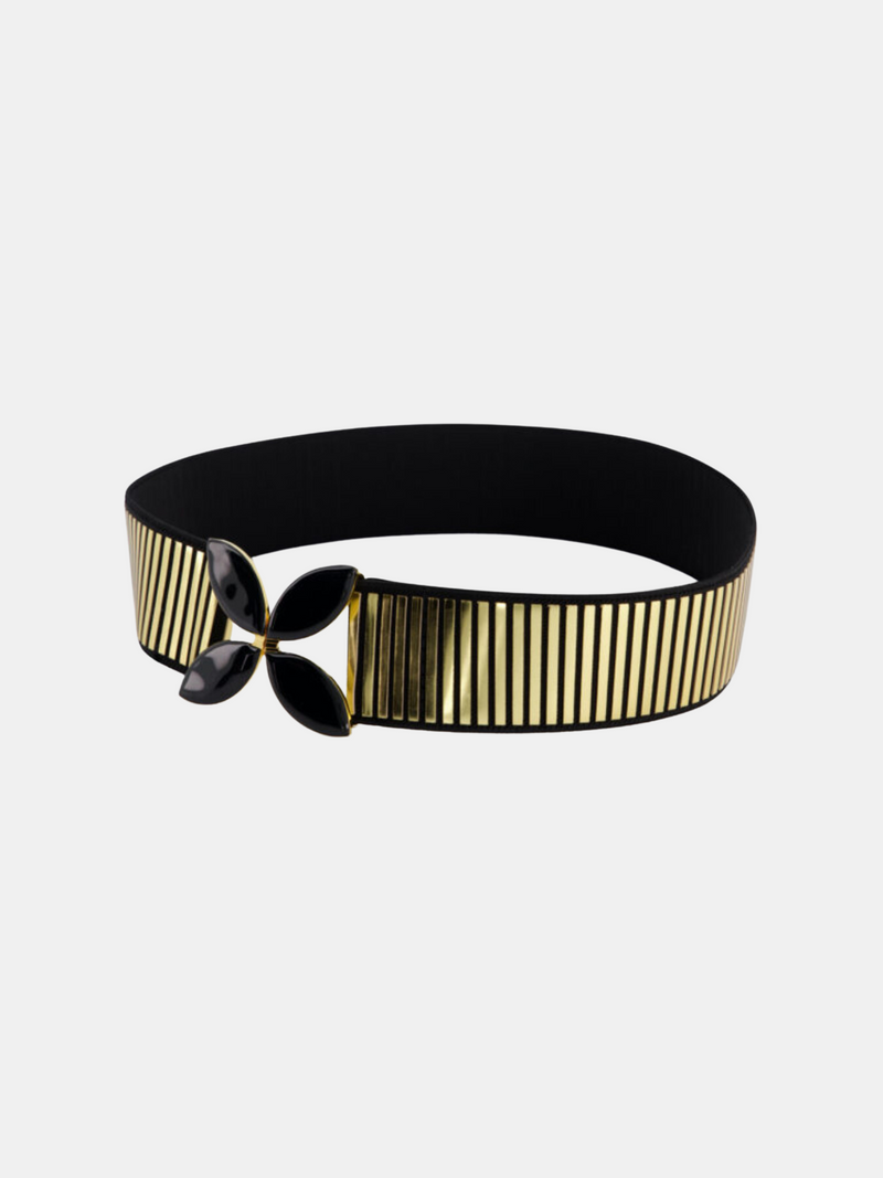 Giambattista Valli-Gold Metal Elastic Belt - Black/Gold-Belts-IT 40-Boboli-Vancouver-Canada