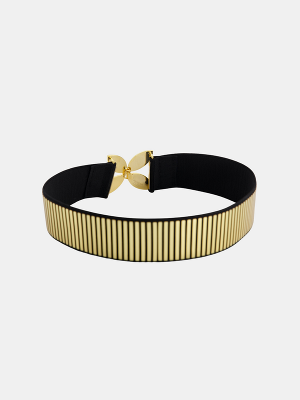 Giambattista Valli-Gold Metal Elastic Belt - Black/Gold-Belts-Boboli-Vancouver-Canada