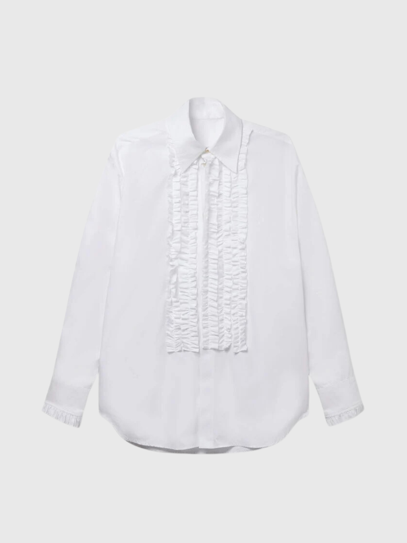 Stella McCartney-Ruffled Cotton Tuxedo Shirt - Pure White-Shirts-IT 38-Boboli-Vancouver-Canada