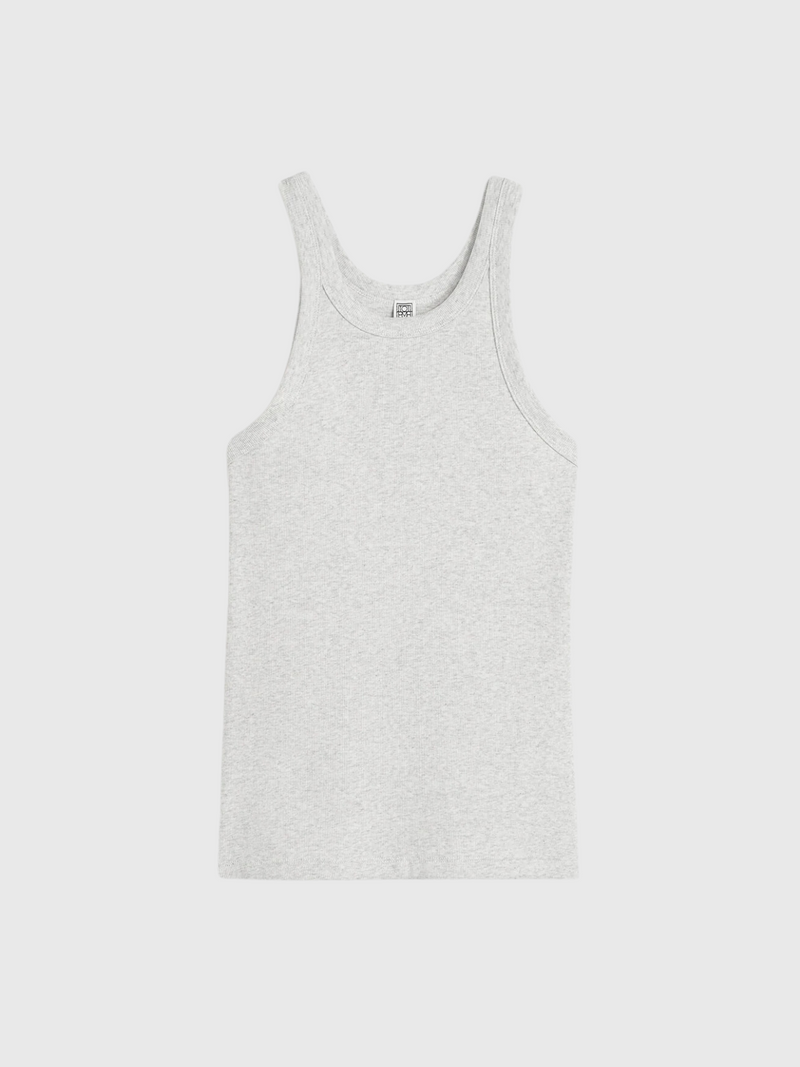 Totême-Curved Rib Tank - Pale Grey Melange-Tanks-XXS-Boboli-Vancouver-Canada