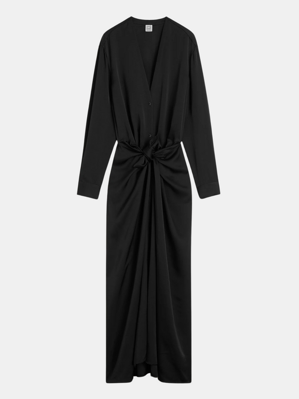 Totême-Satin Knot Dress - Black-Dresses-EU 34-Boboli-Vancouver-Canada