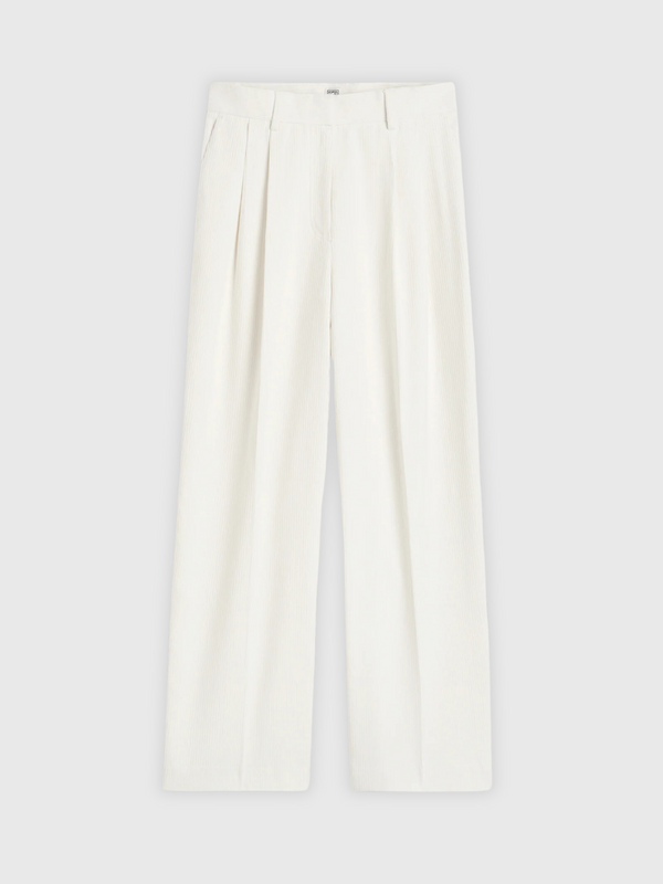 Totême-Silk Cotton Cord Trousers - Meringue-Pants-EU 34-Boboli-Vancouver-Canada
