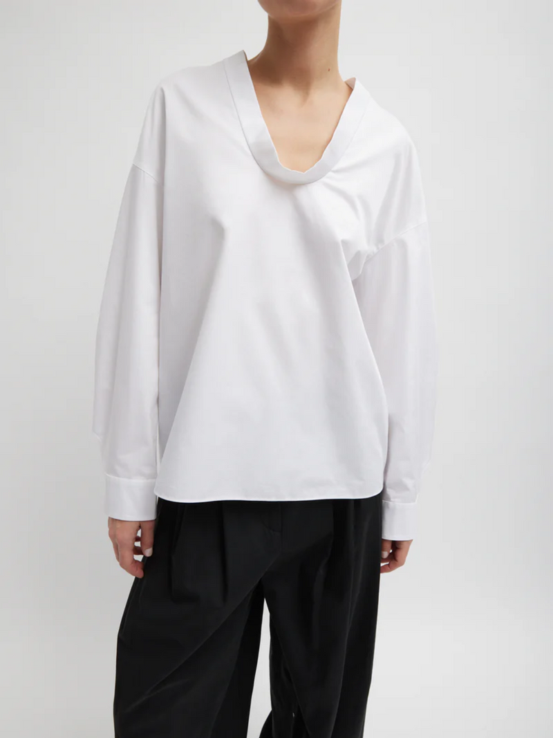 Tibi-Eco Poplin Scoopneck Top - White-Tops-XS-Boboli-Vancouver-Canada