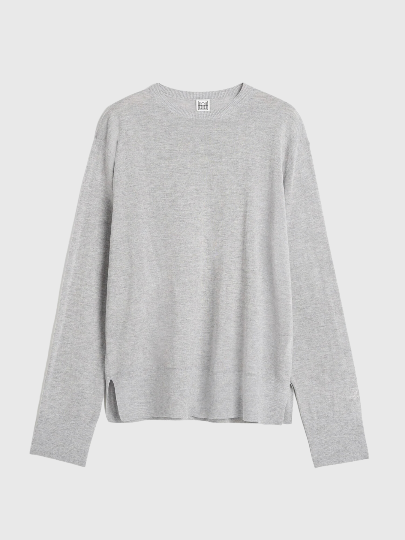 Totême-Crew-Neck Silk Cashmere Knit - Grey Melange-Sweaters-XXS-Boboli-Vancouver-Canada