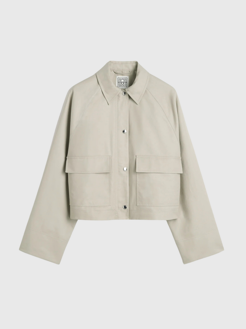 Totême-Cropped Cotton Jacket - Sand-Jackets-EU 34-Boboli-Vancouver-Canada