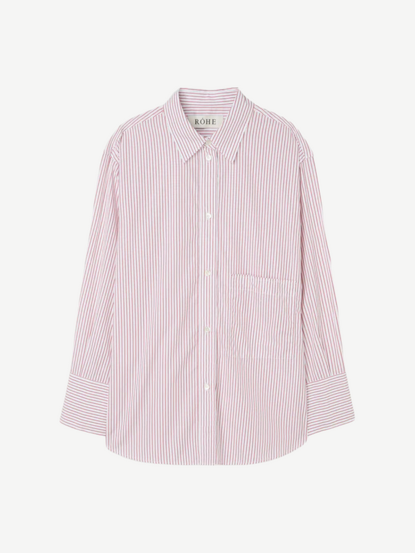 Rohe-Shirt w/Large Cuffs & Fraying - White/Port Stripe-Shirts-EU 34-Boboli-Vancouver-Canada