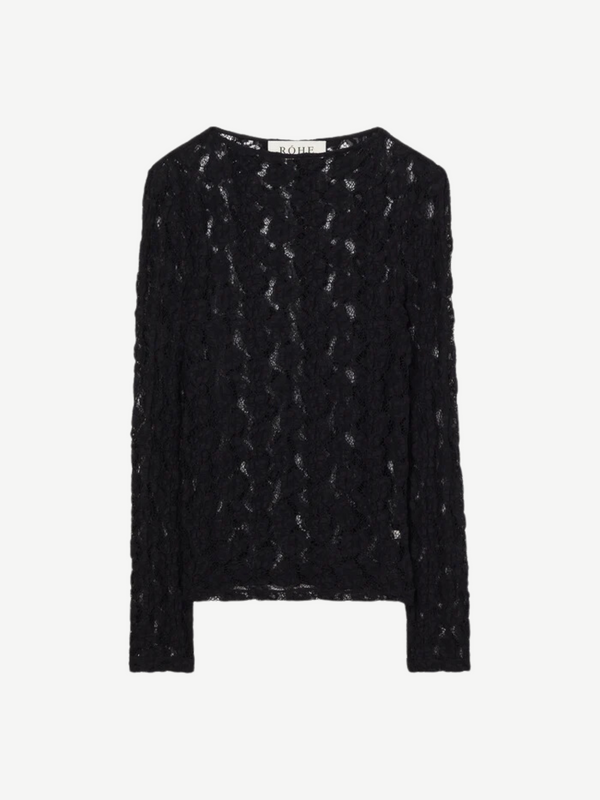 Rohe-Lace Boat Neck Top - Black-Tops-EU 34-Boboli-Vancouver-Canada