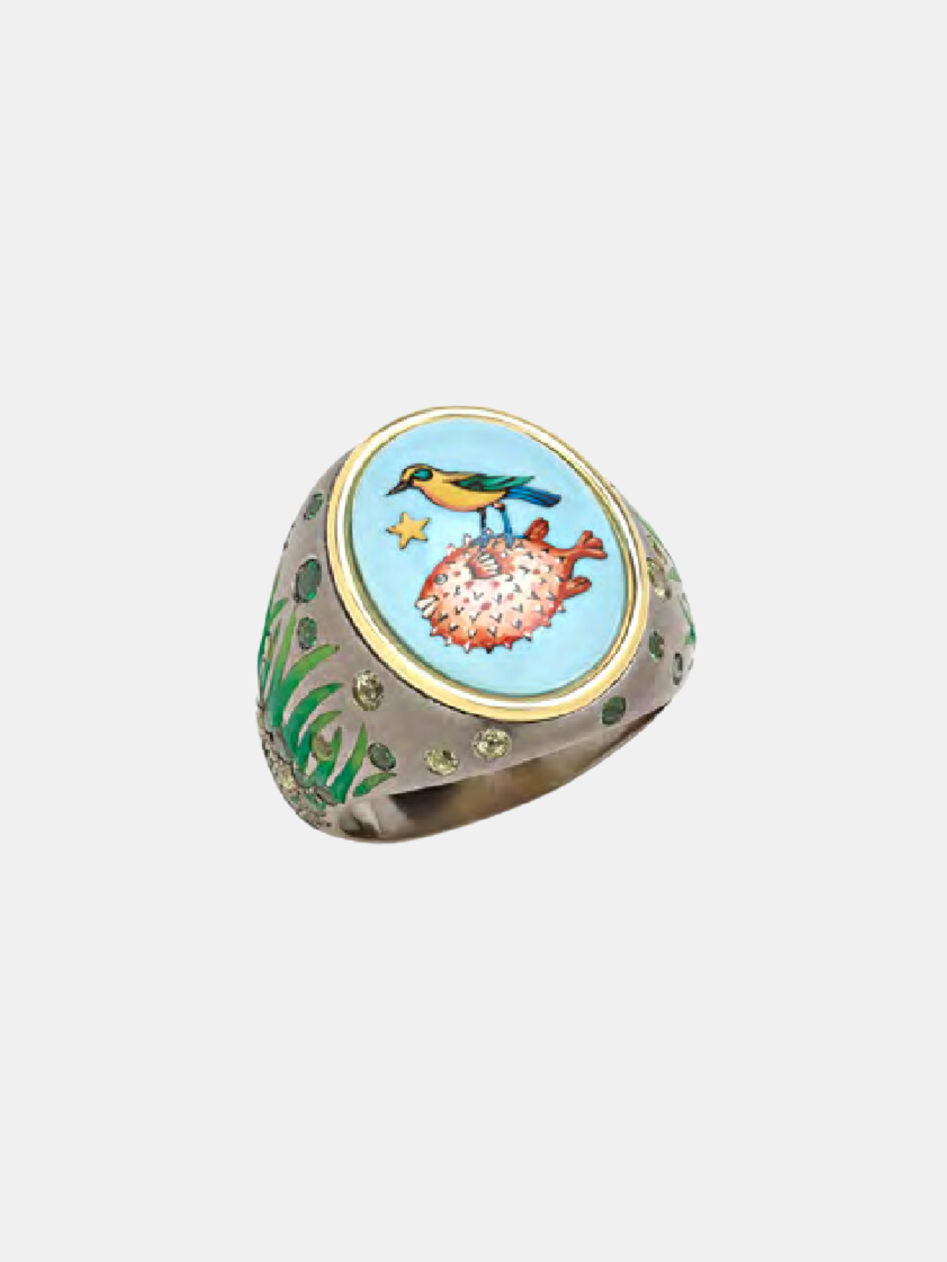 Francesca Villa-Blue Puffer Fish Ring-Jewellery-EU 53-Boboli-Vancouver-Canada