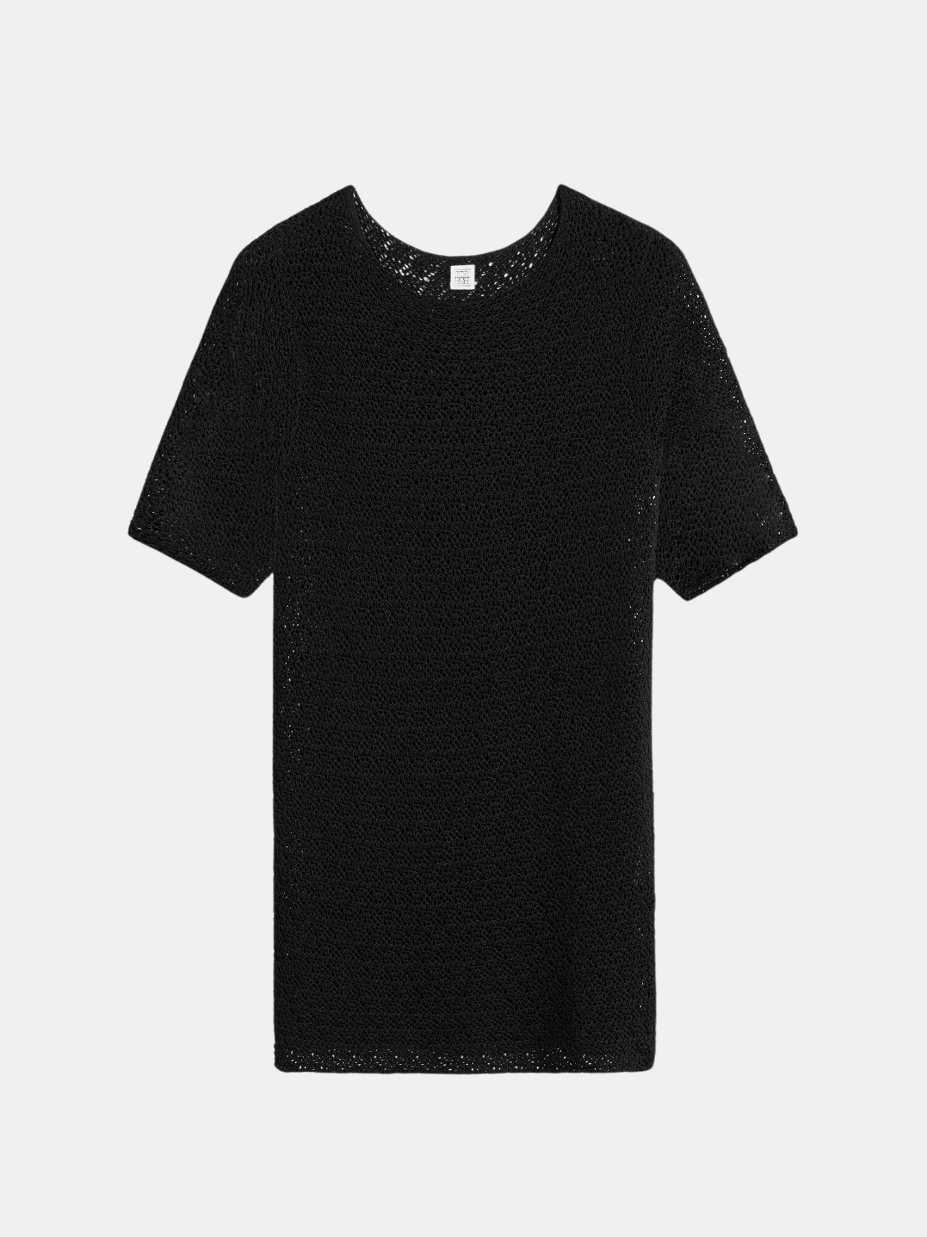 Totême-Short Sleeve Crochet Top - Black-Tops-S-Boboli-Vancouver-Canada