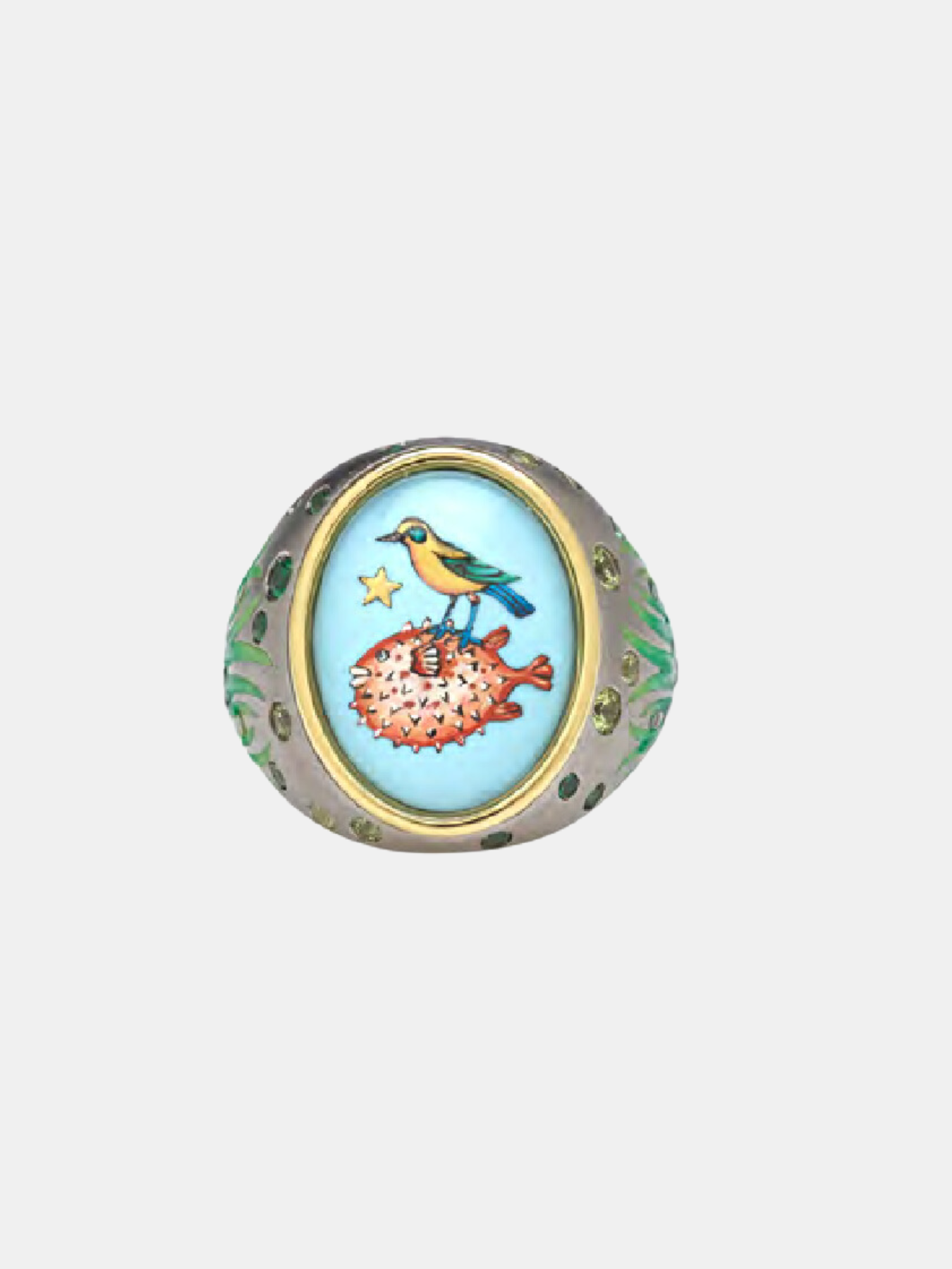 Francesca Villa-Blue Puffer Fish Ring-Jewellery-EU 53-Boboli-Vancouver-Canada