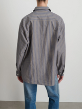 B Sides-Nolan Shirt - Grey Blue Stripe-Shirts-Boboli-Vancouver-Canada