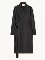 Woven Double Wool Coat - Black Grey