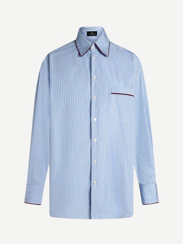 Etro-Striped Poplin Shirt - Light Blue/Stripes-Shirts-Boboli-Vancouver-Canada