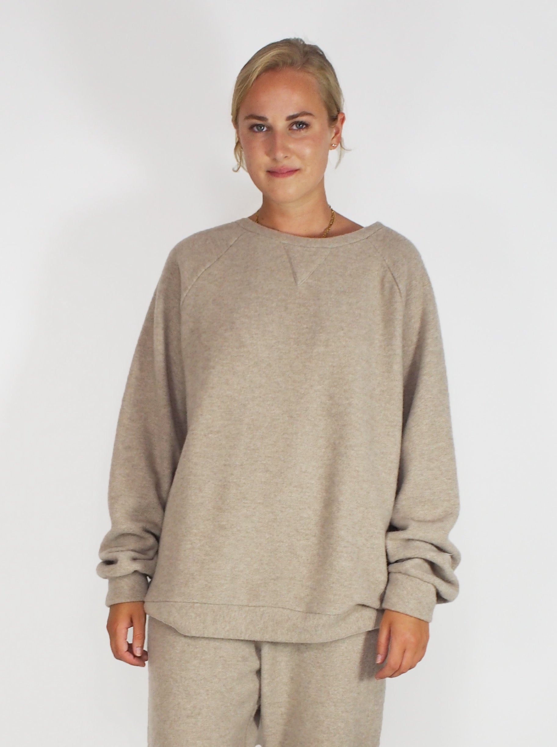 Dusan-Cashmere/Wool Sweatshirt - Almond-Sweaters-Boboli-Vancouver-Canada