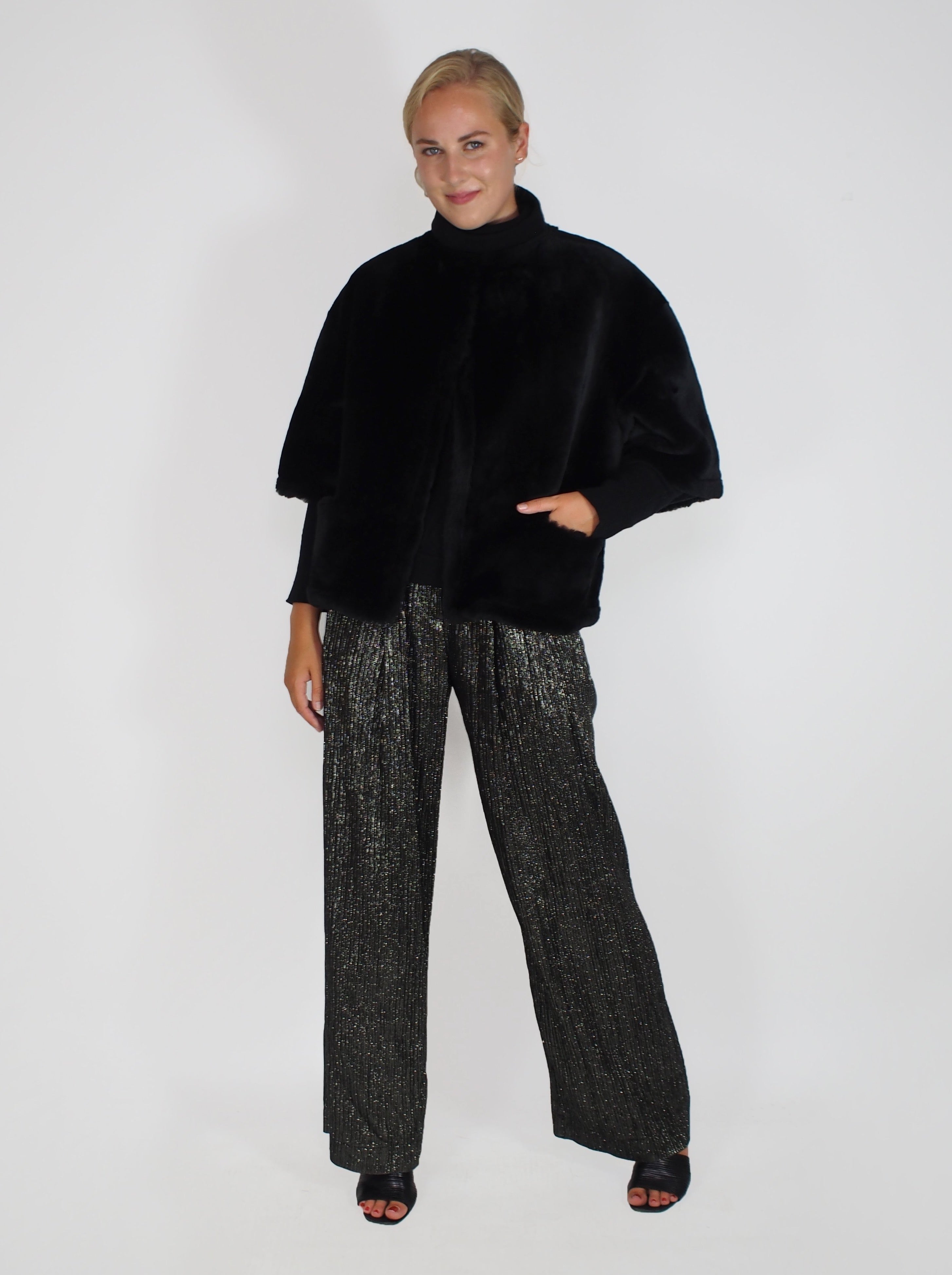 Dusan-Lurex Evening Pant - Hematite-Pants-Boboli-Vancouver-Canada