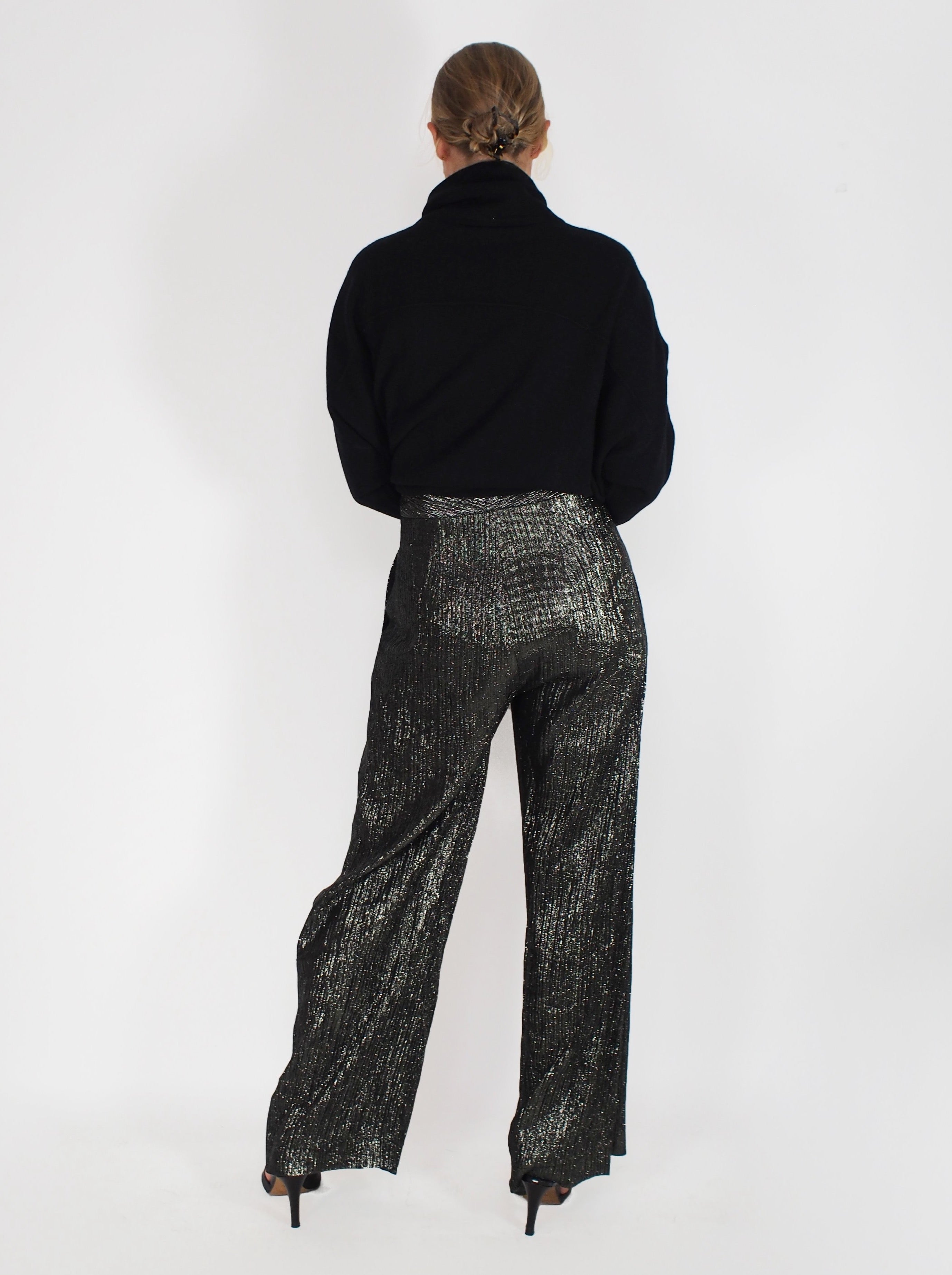 Dusan-Lurex Evening Pant - Hematite-Pants-Boboli-Vancouver-Canada