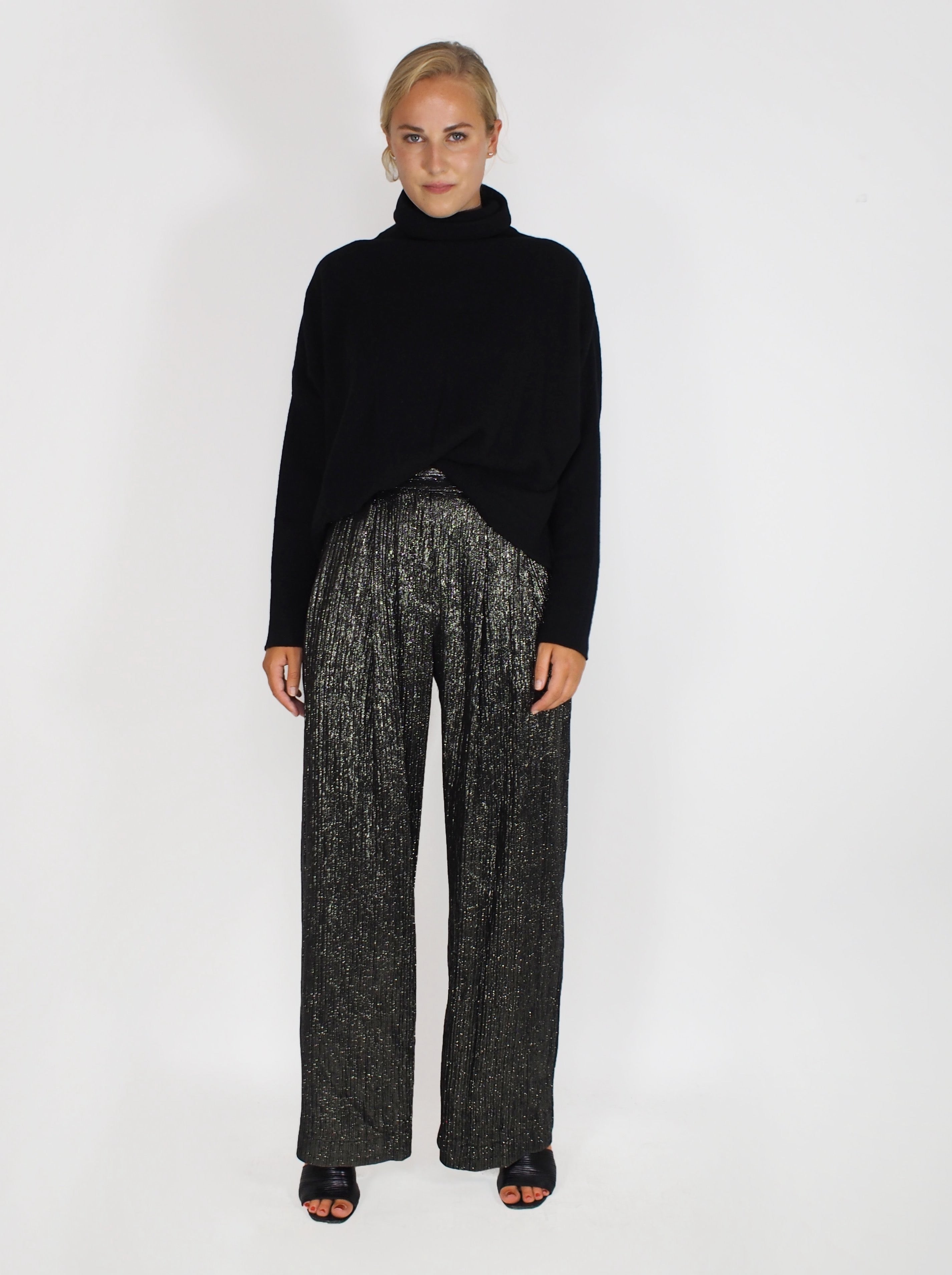 Dusan-Lurex Evening Pant - Hematite-Pants-Boboli-Vancouver-Canada