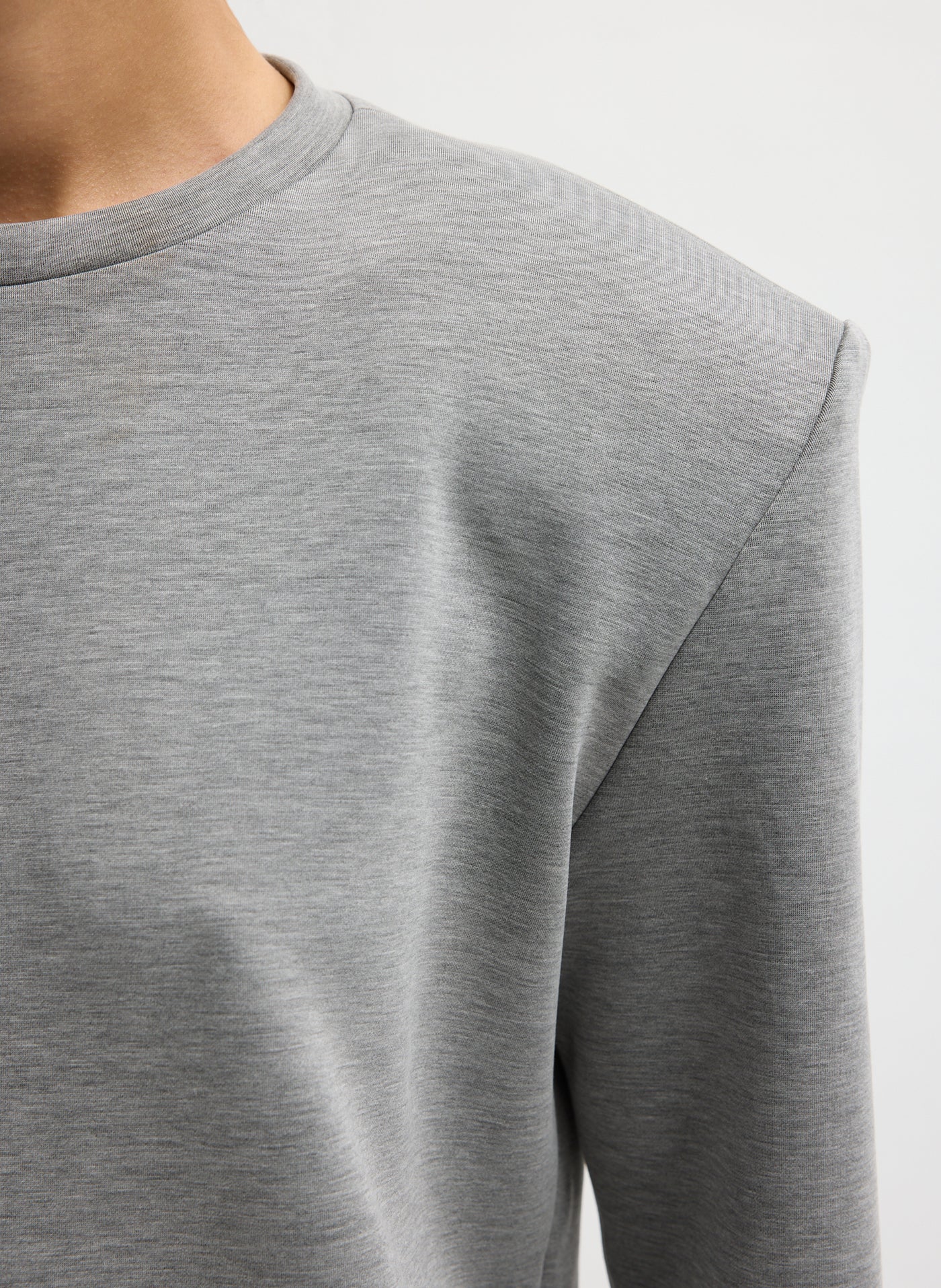 Tibi-Feather Weight Viscose Removable Shoulder Pad L/S - Grey-Tops-Boboli-Vancouver-Canada