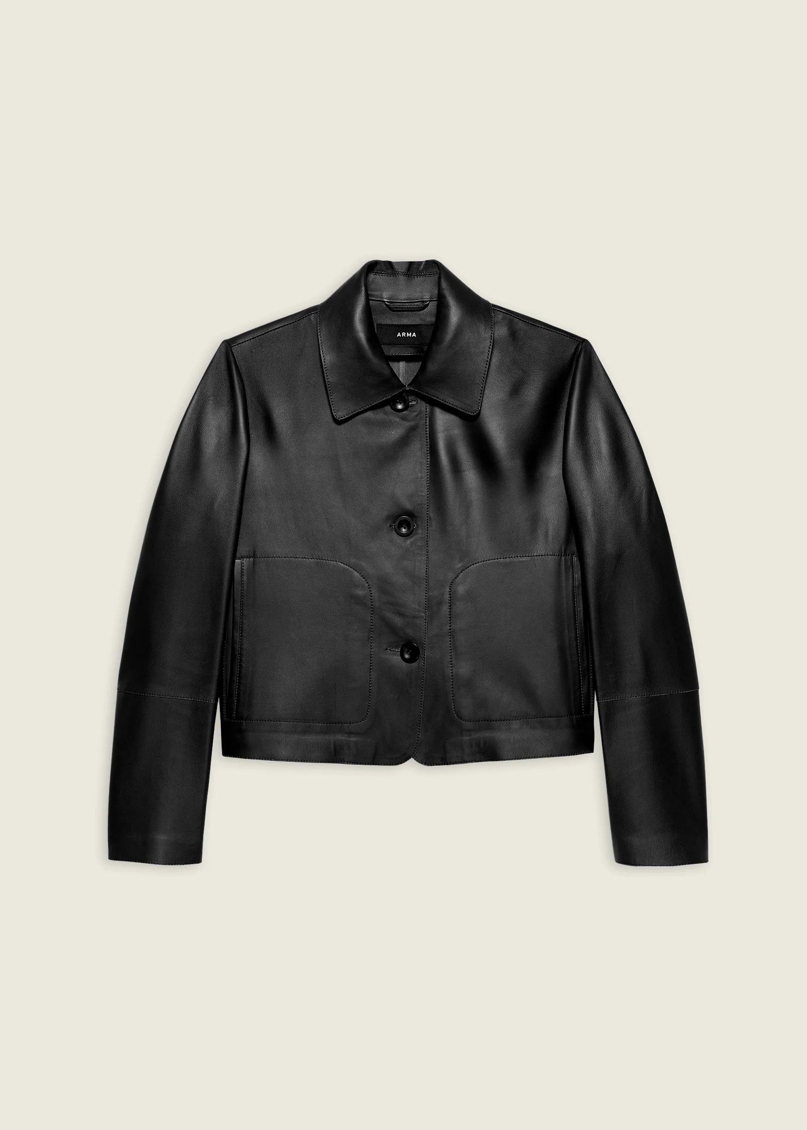 Arma-Nos Emy Lamb Leather Jacket - Black-Jackets-Boboli-Vancouver-Canada