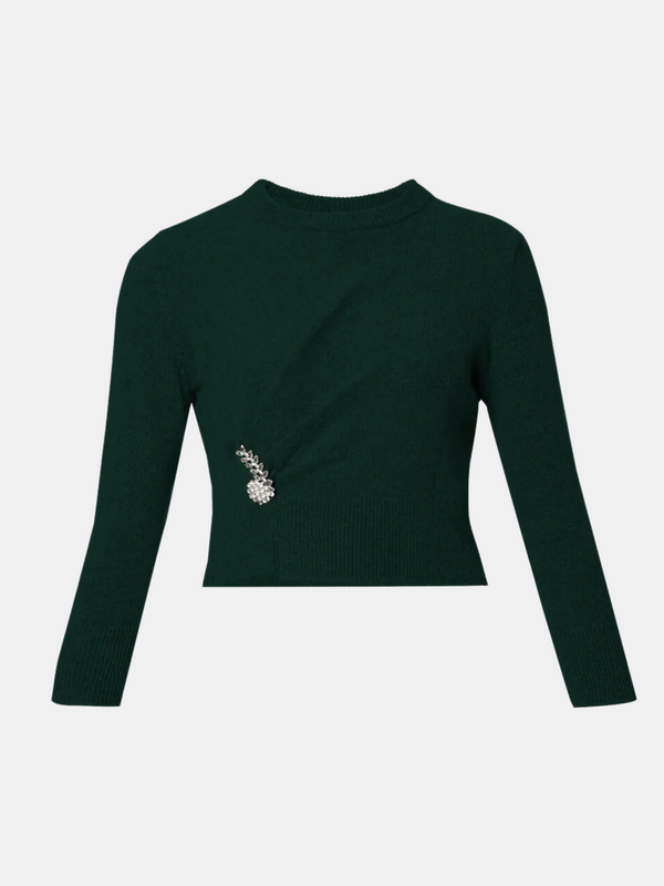 Erdem-3/4 Sleeve Jumper w/Detail - Green-Sweaters-S-Boboli-Vancouver-Canada