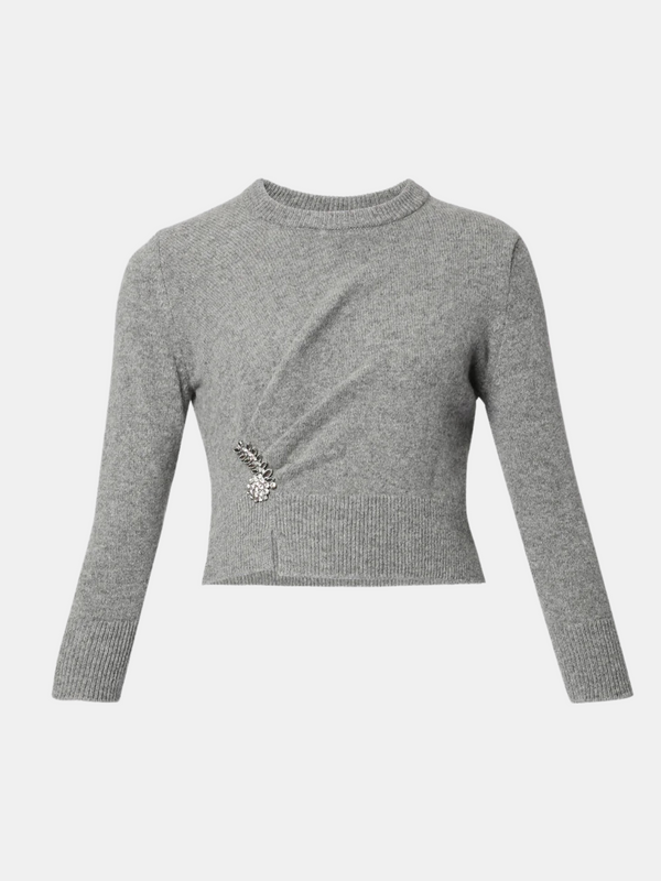 Erdem-3/4 Sleeve Jumper w/Detail - Grey Melange-Sweaters-S-Boboli-Vancouver-Canada