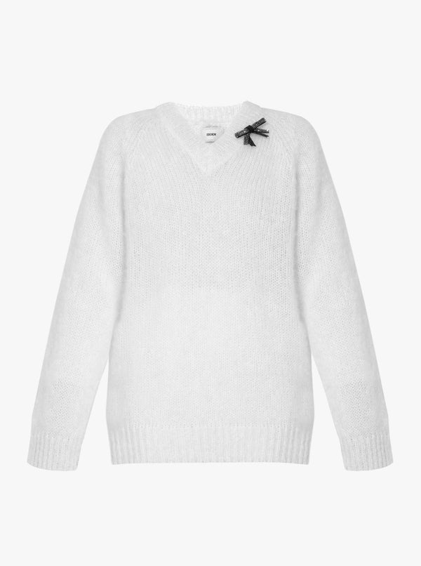 Erdem-Annamae Long Sleeve Jumper - White-Sweaters-S-Boboli-Vancouver-Canada