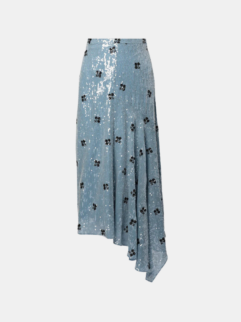 Erdem-Floral Sequin Skirt - Blue-Skirts-UK 10-Boboli-Vancouver-Canada