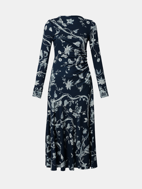Erdem-L.S. Dress w/Drawstring Detail - Indigo-Dresses-UK 10-Boboli-Vancouver-Canada