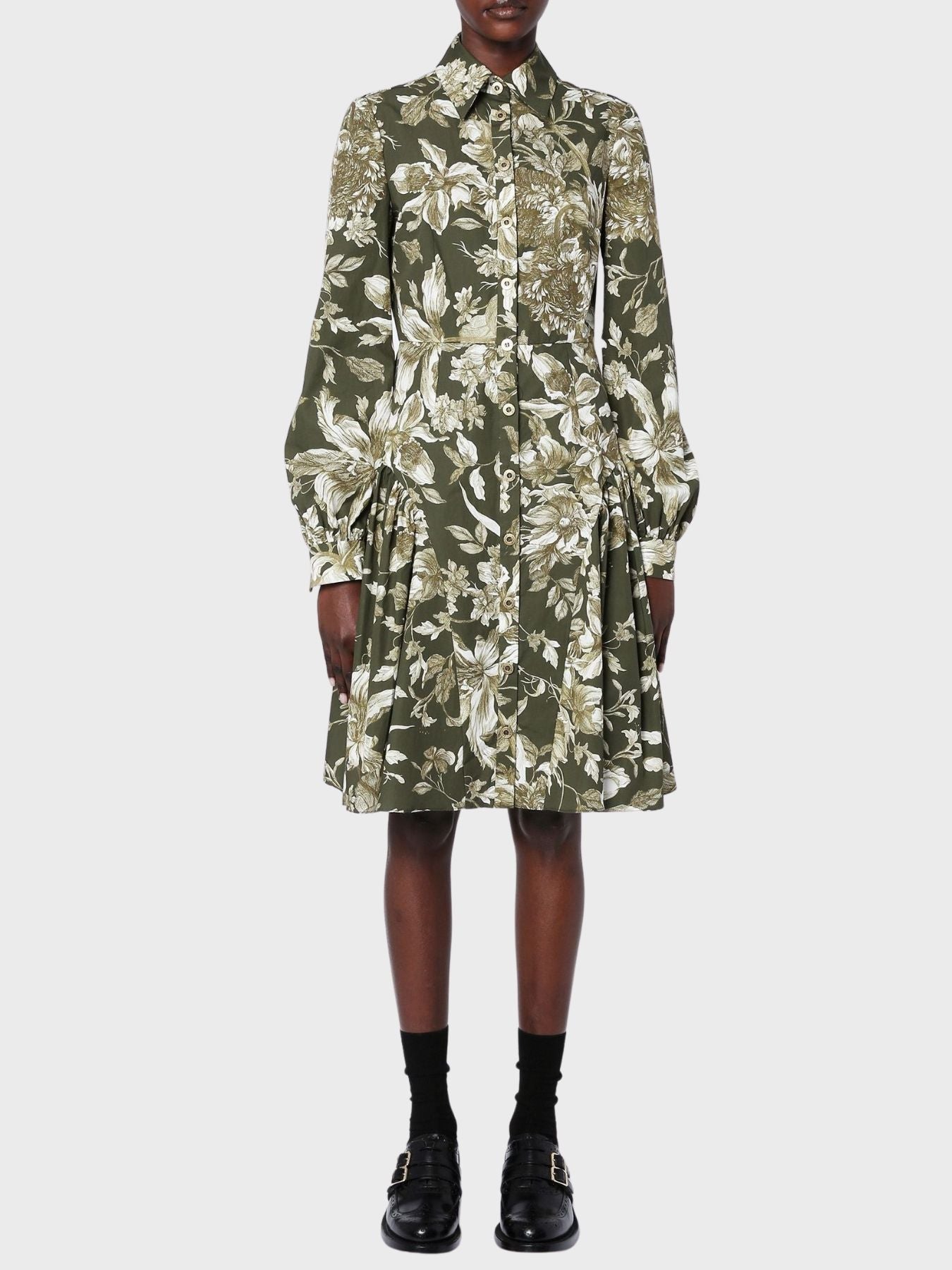 Erdem-Liana Dress - Olive/Ecru-Dresses-Boboli-Vancouver-Canada