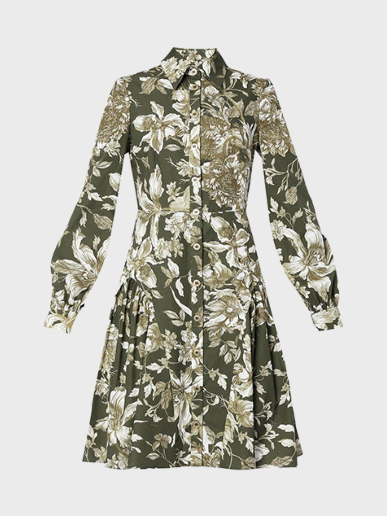 Erdem-Liana Dress - Olive/Ecru-Dresses-Boboli-Vancouver-Canada