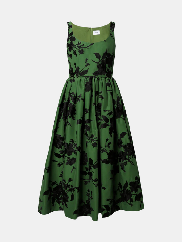 Erdem-Sleevless Volume Hem Dress - Green/Black-Dresses-UK 10-Boboli-Vancouver-Canada