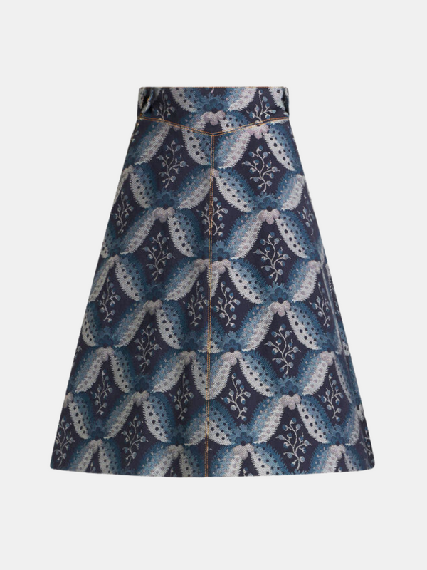 Etro-Denim Jacquard Skirt - Blue/Black-Skirts-IT 38-Boboli-Vancouver-Canada