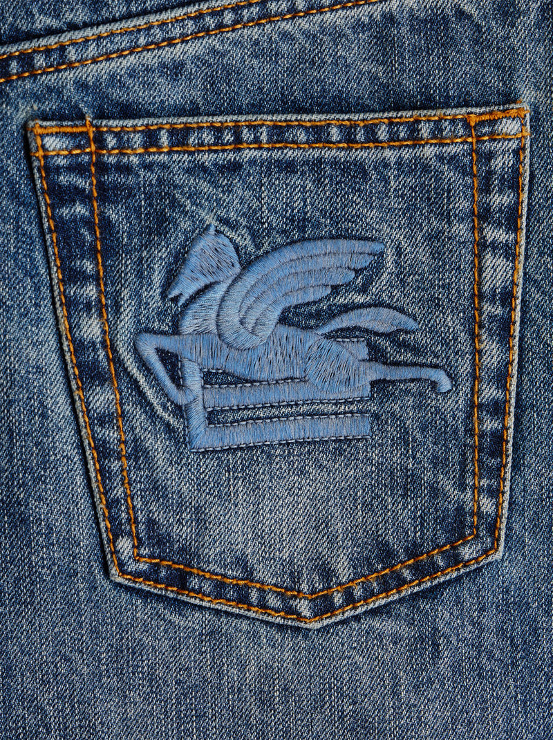 Etro-Jeans w/ Embroidered Pegaso - Denim-Pants-Boboli-Vancouver-Canada