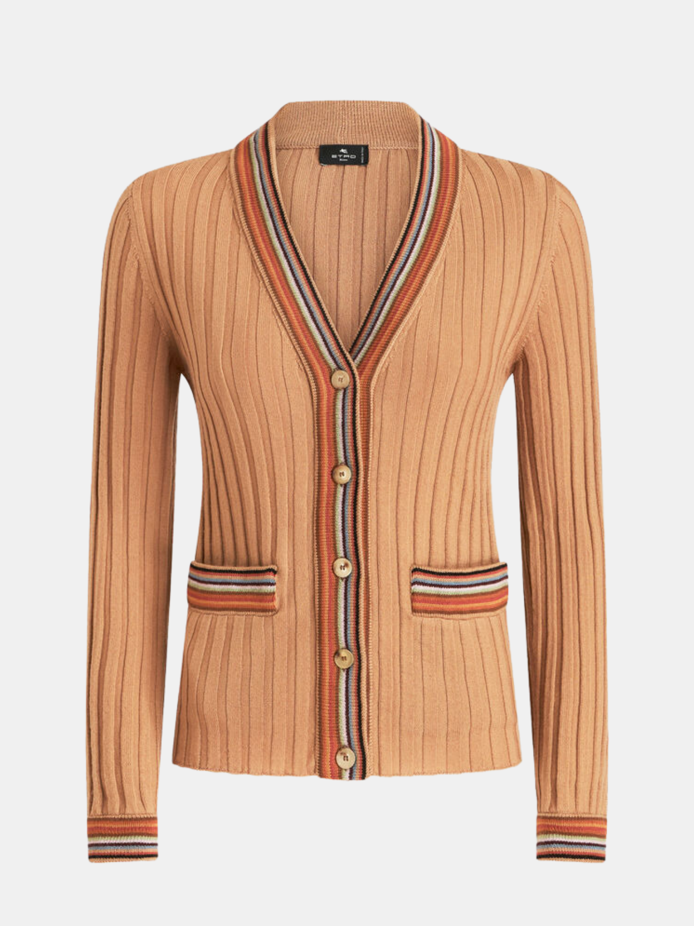 Etro-Striped Ribbed Cardigan - Beige-Cardigans-IT 38-Boboli-Vancouver-Canada