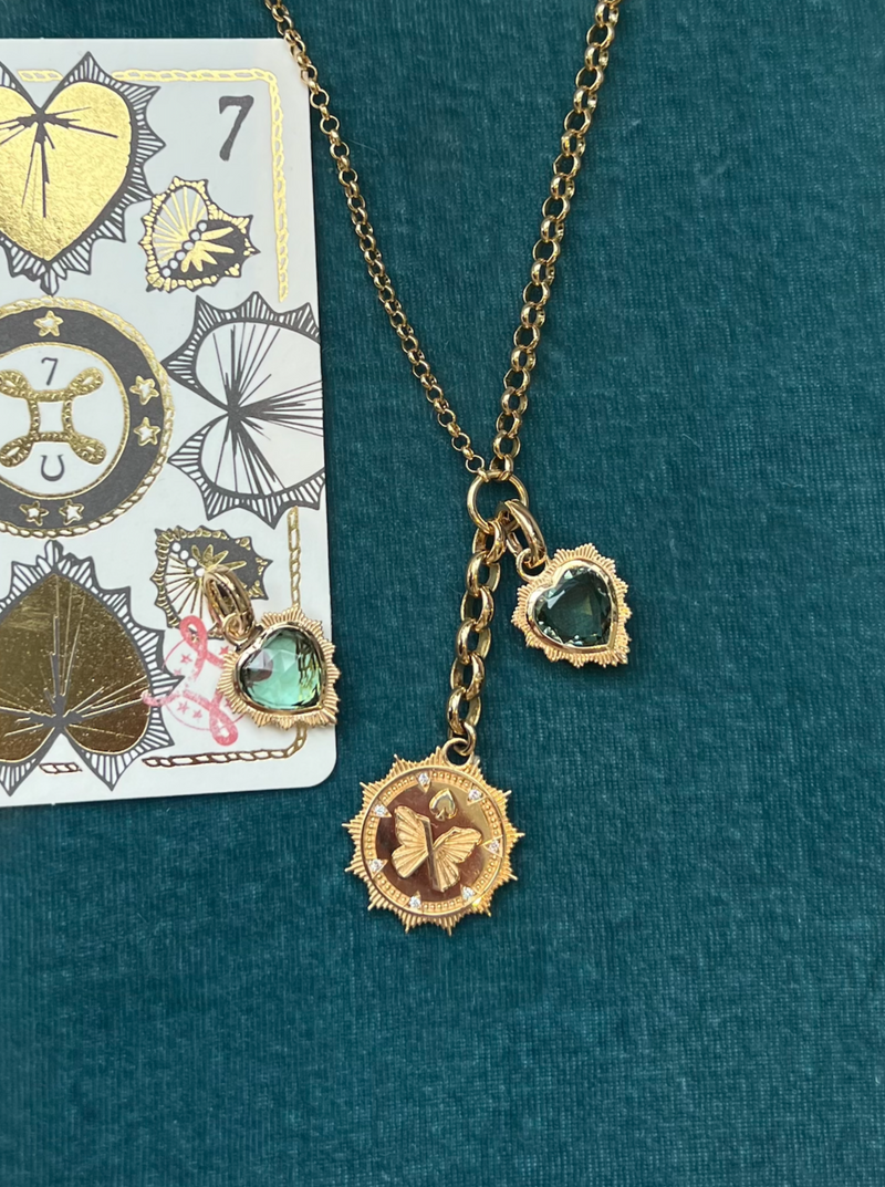 FD Jewellery-Gemstone Heart-Love: Green Prasiolite Medallion w/ Oval Pushgate-FD Jewellery-Boboli-Vancouver-Canada